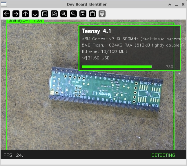 Embedded board identifier interface detecting a Teensy 4.1 board.