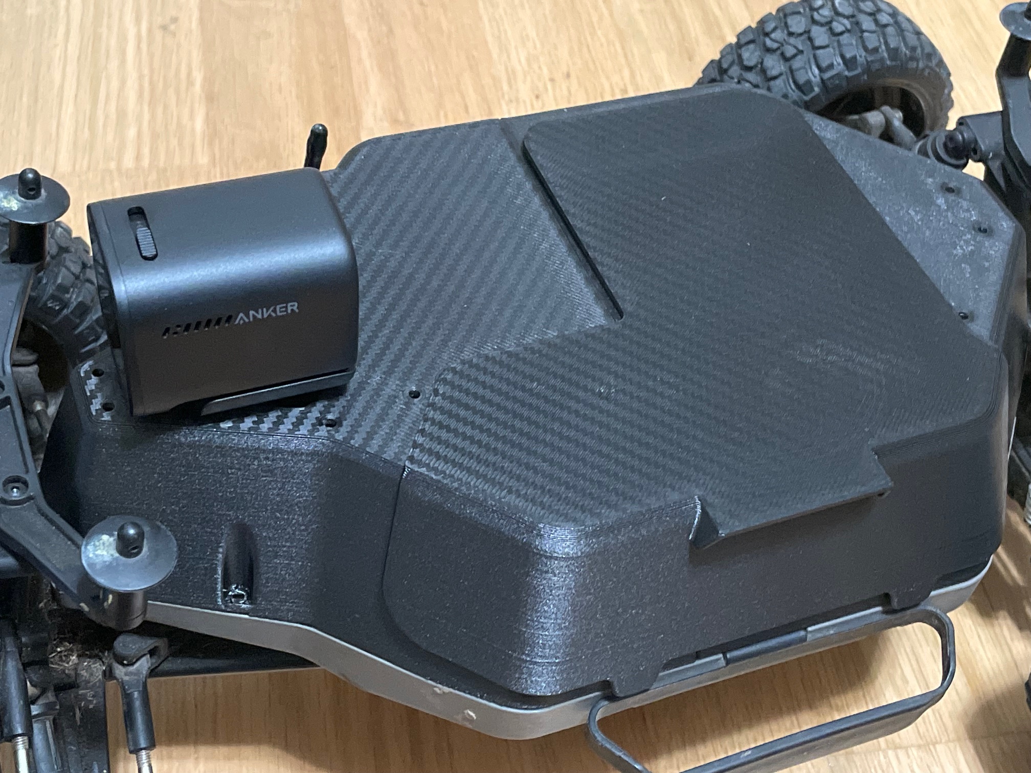 Custom ROS2 rover shell prototype side view.